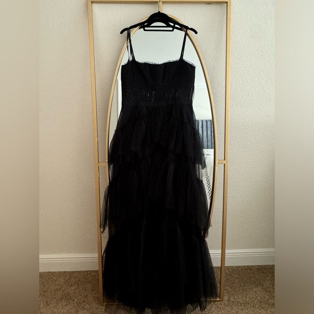 BCBG black corset tulle gown